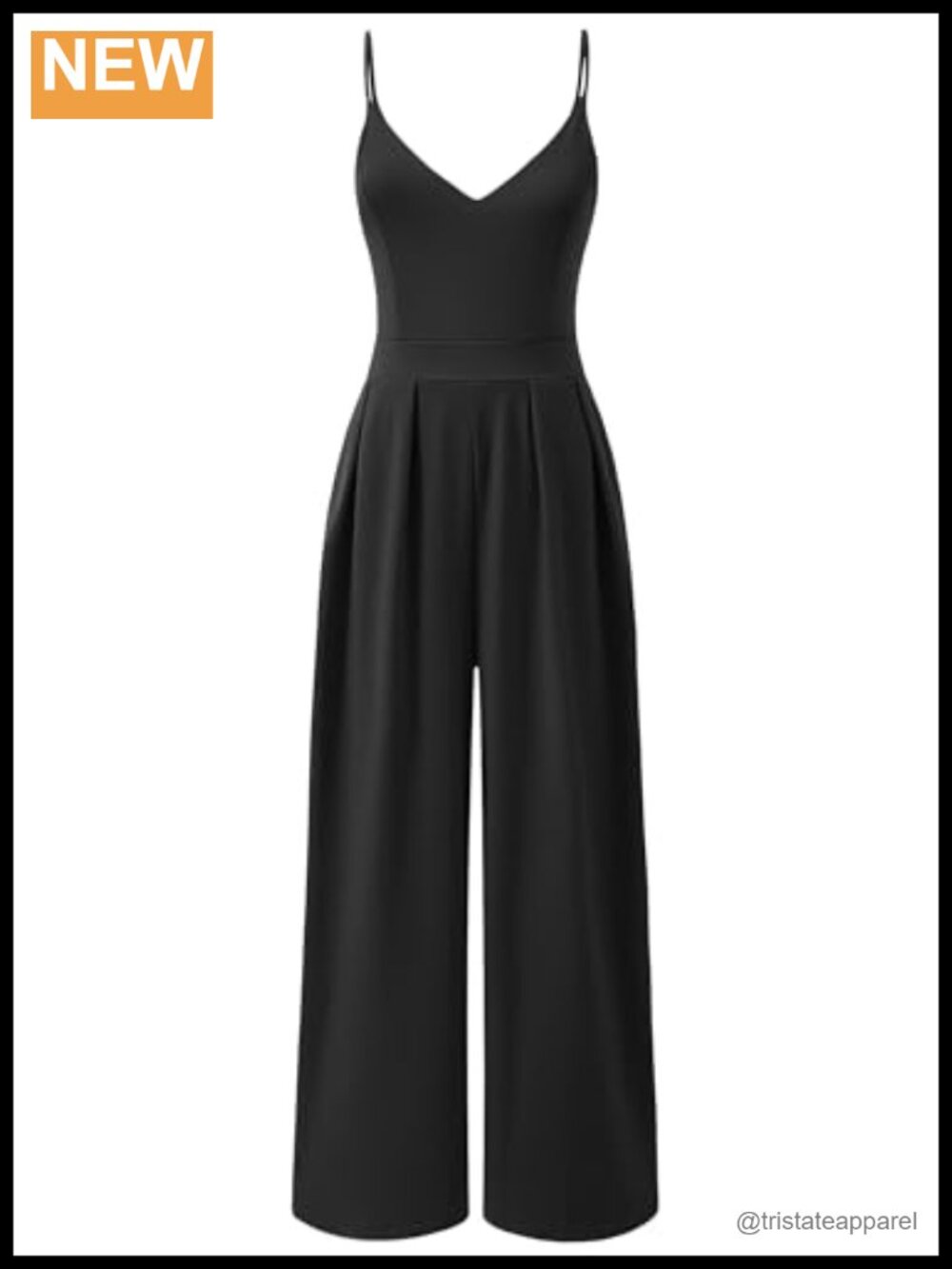 Wide Leg Jumpsuit with Adjustable Spaghetti Straps and Pockets